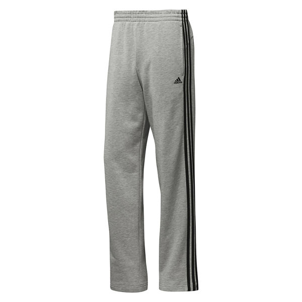 adidas Men's Essential 3 Stripe Open Hem Pants - Grey/Black Sports ...