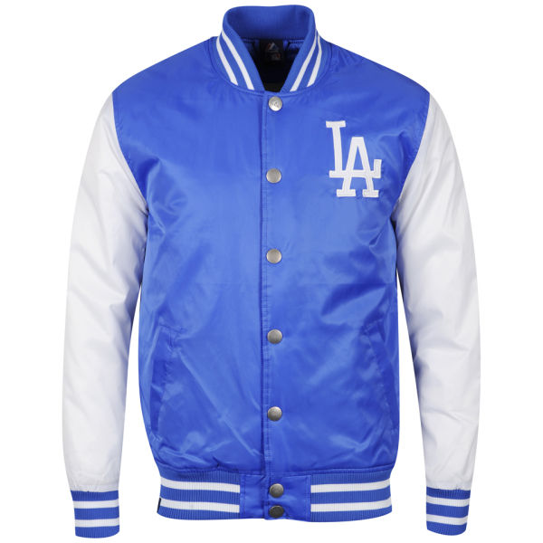 Majestic Men's LA Dodgers Bleacher Satin Jacket - Blue Sports & Leisure