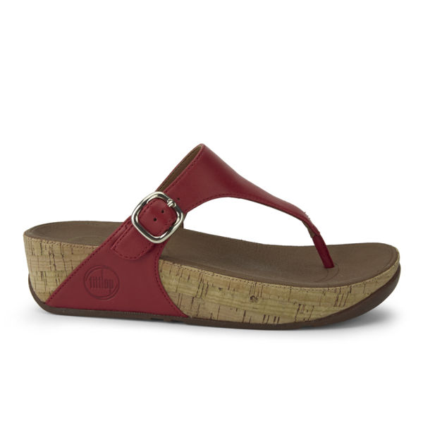 FitFlop Women's Skinny Cork Leather Sandals - Red | FREE UK Delivery ...