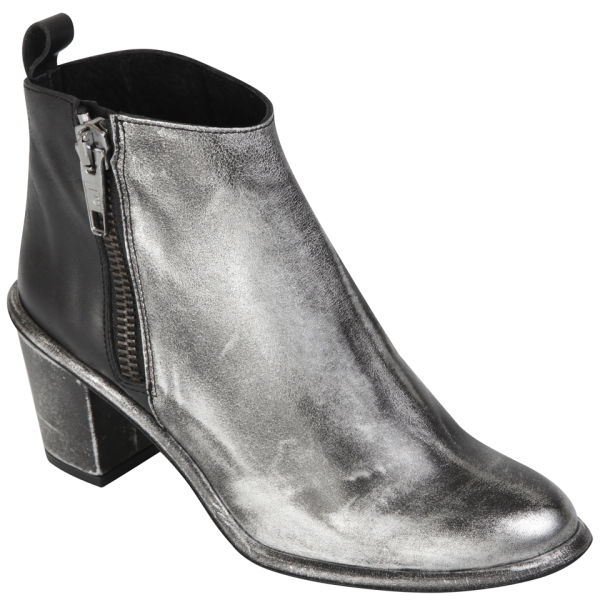 Miista Women's Alice Heeled Leather Ankle Boots - Black/Silver - Free ...
