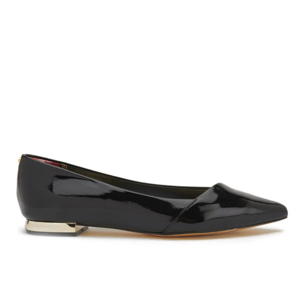Ted Baker Women's Pasces Patent Pointed Asymmetric Flats - Black | FREE ...