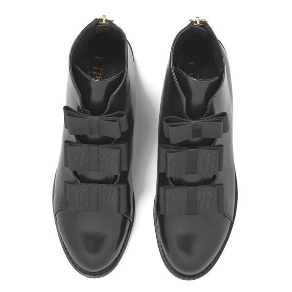 FTroupe Women�s Bows Leather Ankle Boots Black Free