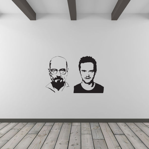 jesse pinkman and heisenberg vinyl wall art decal (with free bansky