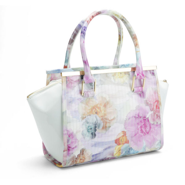 Ted Baker Women's Kerie Floral Print Metal Bar Wing Tote Bag Pale Green