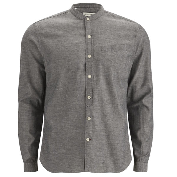 Oliver Spencer Men's Grandad Shirt Colworth Grey Free UK Delivery