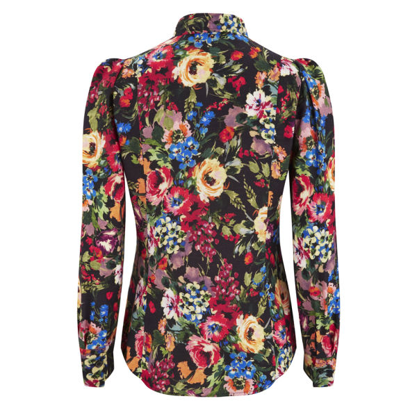 Love Moschino Women's Flower Print Puff Sleeve Shirt - Multi - Free UK ...