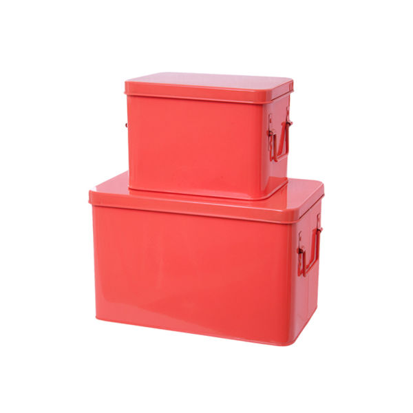 Metal Storage Box Set Of 2 Neon Orange Homeware