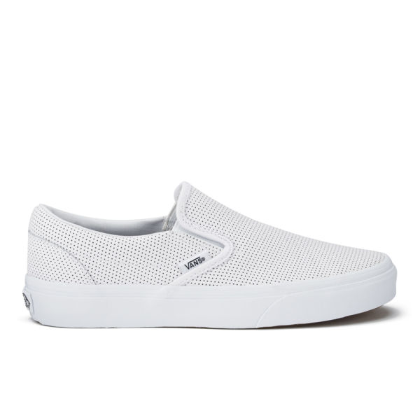 vans perforated leather slip on white