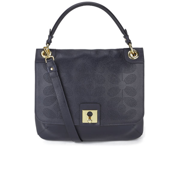 Orla Kiely Leather Ivy Bag Navy Orla Kiely Leather Ivy Bag Navy Image 1