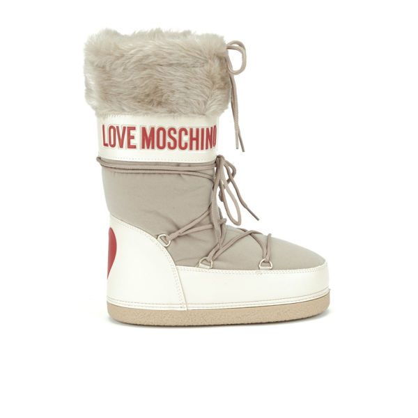 Love Moschino Women's Stivaletto Moon Boots Beige FREE UK Delivery