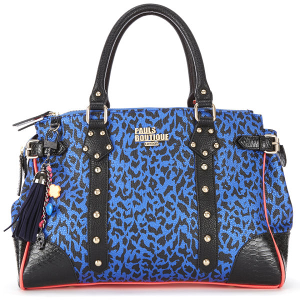 Paul's Boutique Darcy Tiger Print Bowler Bag Blue