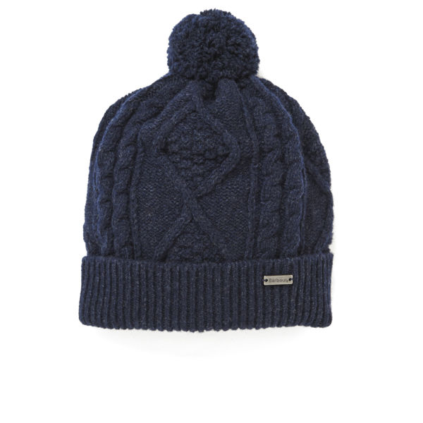 Barbour Knitted Sub Bobble Hat Naval Blue Free UK Delivery over £50