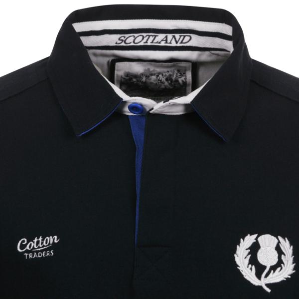 Cotton Traders Mens Classic Scotland Rugby Shirt SS Navy Sports