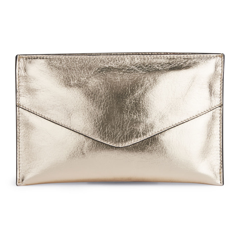 French Connection Nienke Metallic Leather Clutch Bag - Gold - Free UK Delivery over £50