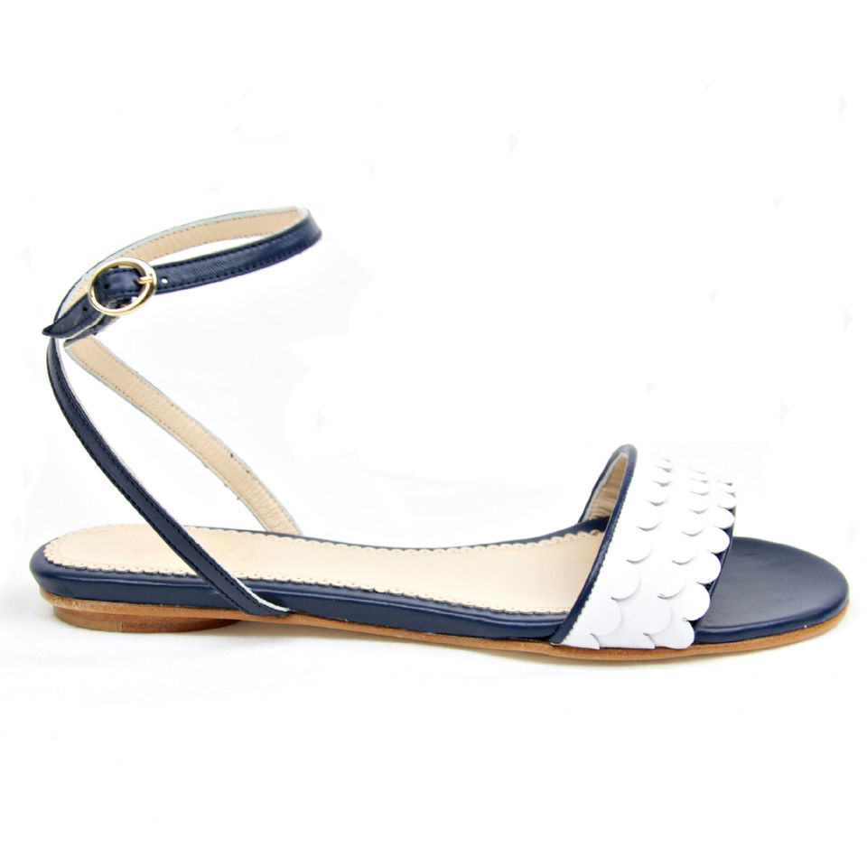 La Paire Women's Leather Sandals - Cream/Navy | FREE UK Delivery | Allsole