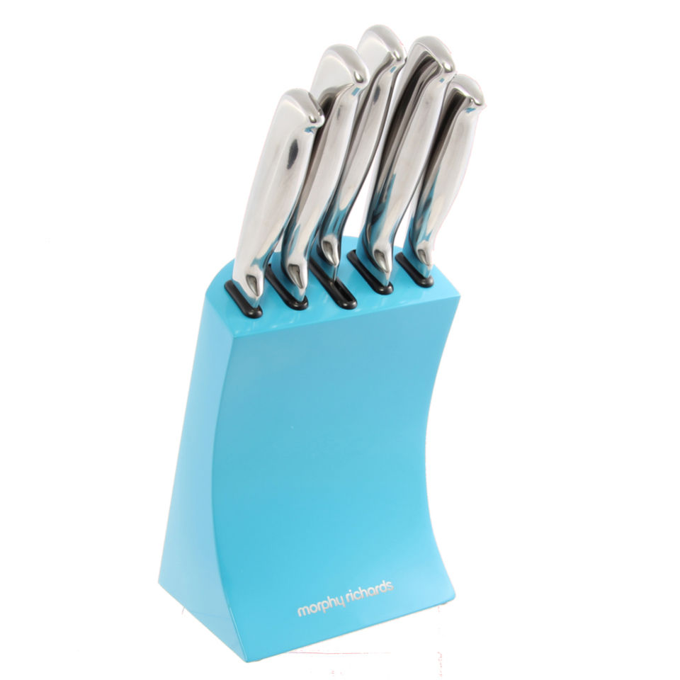 Morphy Richards Accents 5 Piece Knife Block Set Blue Homeware
