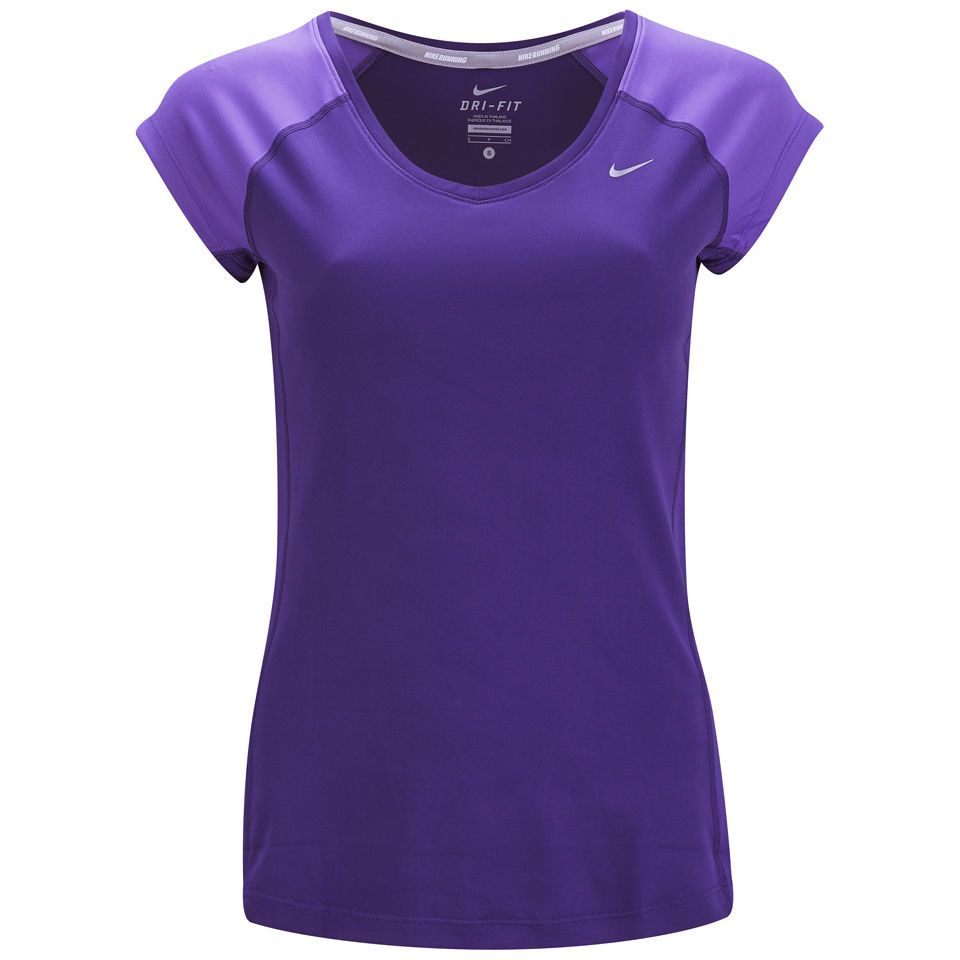Nike Women's Miler Short Sleeve V-Neck Running T-Shirt - Court Purple