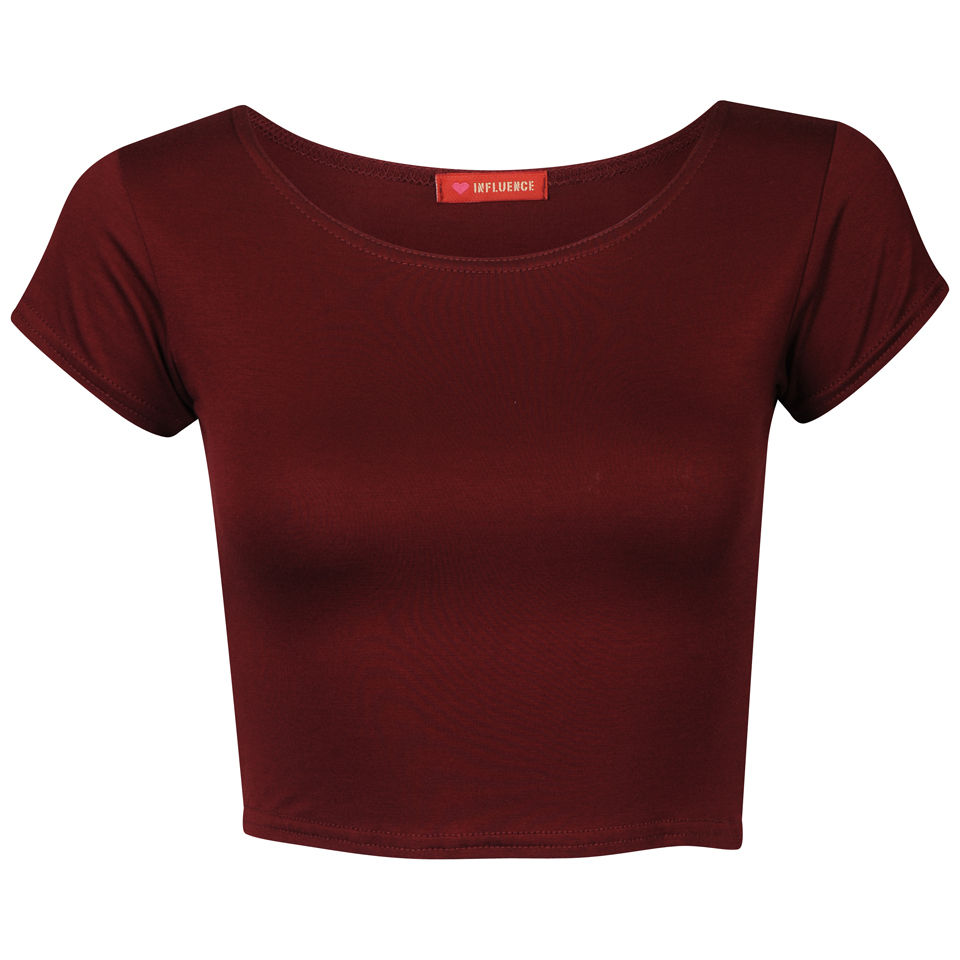 Influence Women's Cap Sleeve Crop Top Merlot Womens Clothing