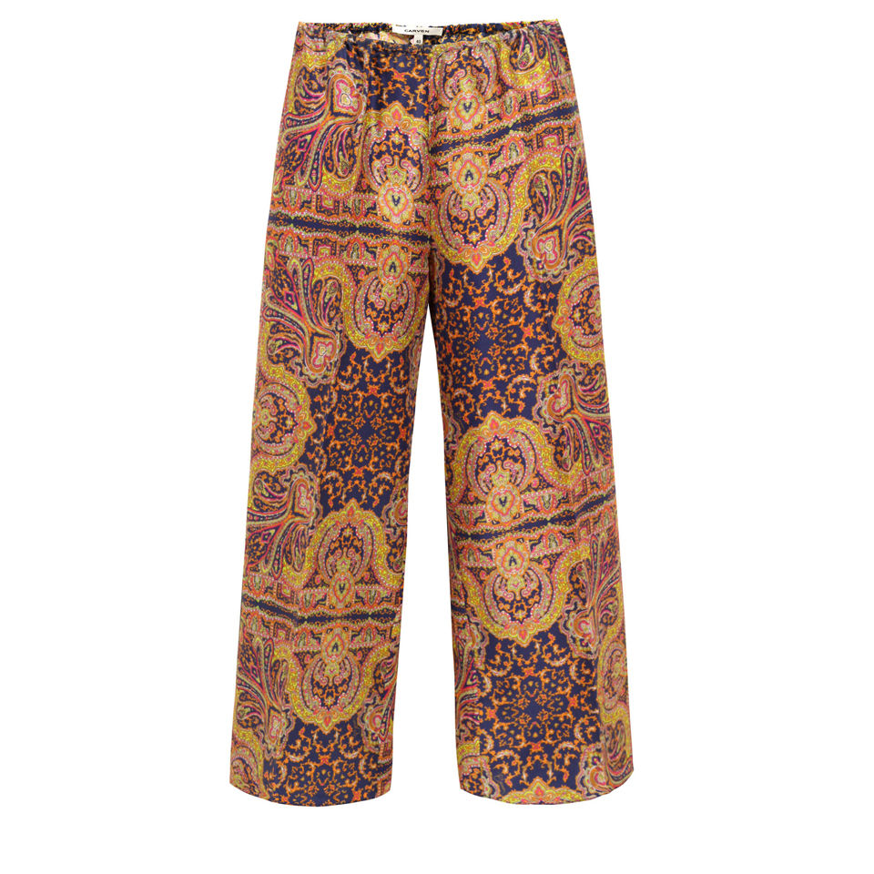 Carven Women's 260-P12 Shantung Print Trousers - Ink - Free UK Delivery ...