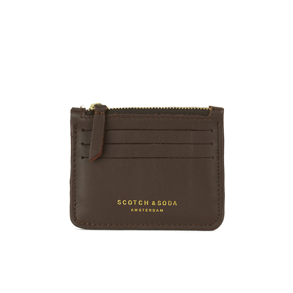 Scotch & Soda Leather/Suede Zip Credit Card Holder - Brown - Free UK ...