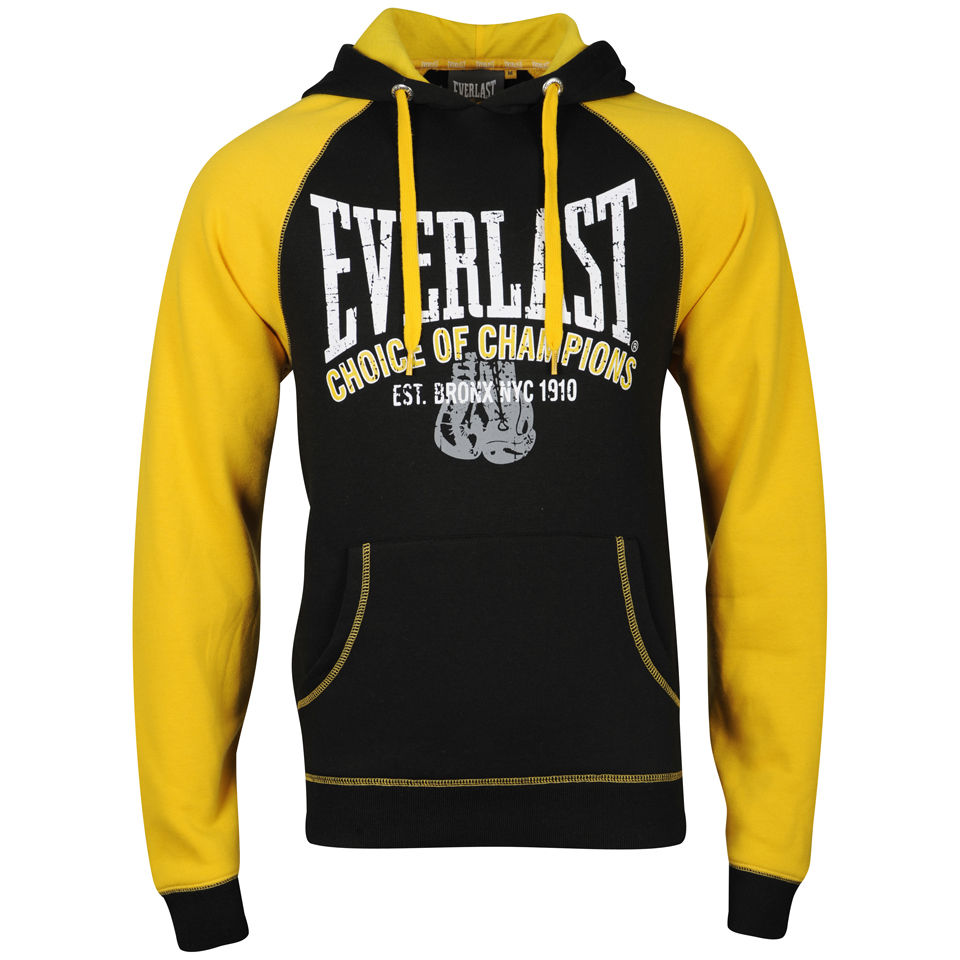Everlast Mens Brushback Sweatshirt - Black/Yellow Mens Clothing | Zavvi