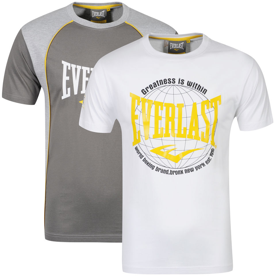 Everlast Mens 2 Pack T shirts - Grey Marl / Charcoal Marl / White ...