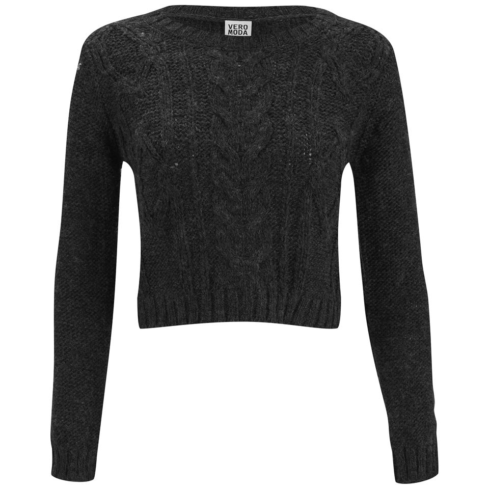 Vero Moda Banita Cable Knitted Jumper - Grey Womens Clothing | TheHut.com