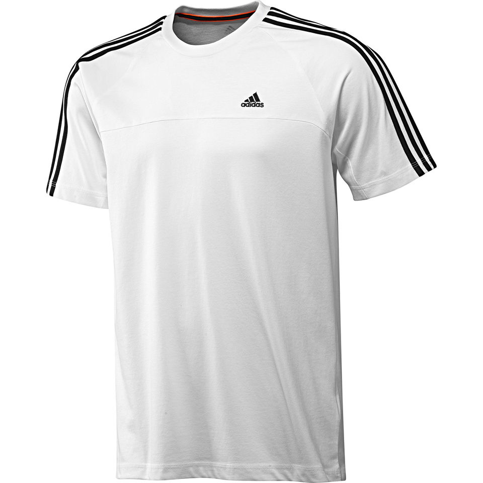 adidas essential 3 stripe t shirt
