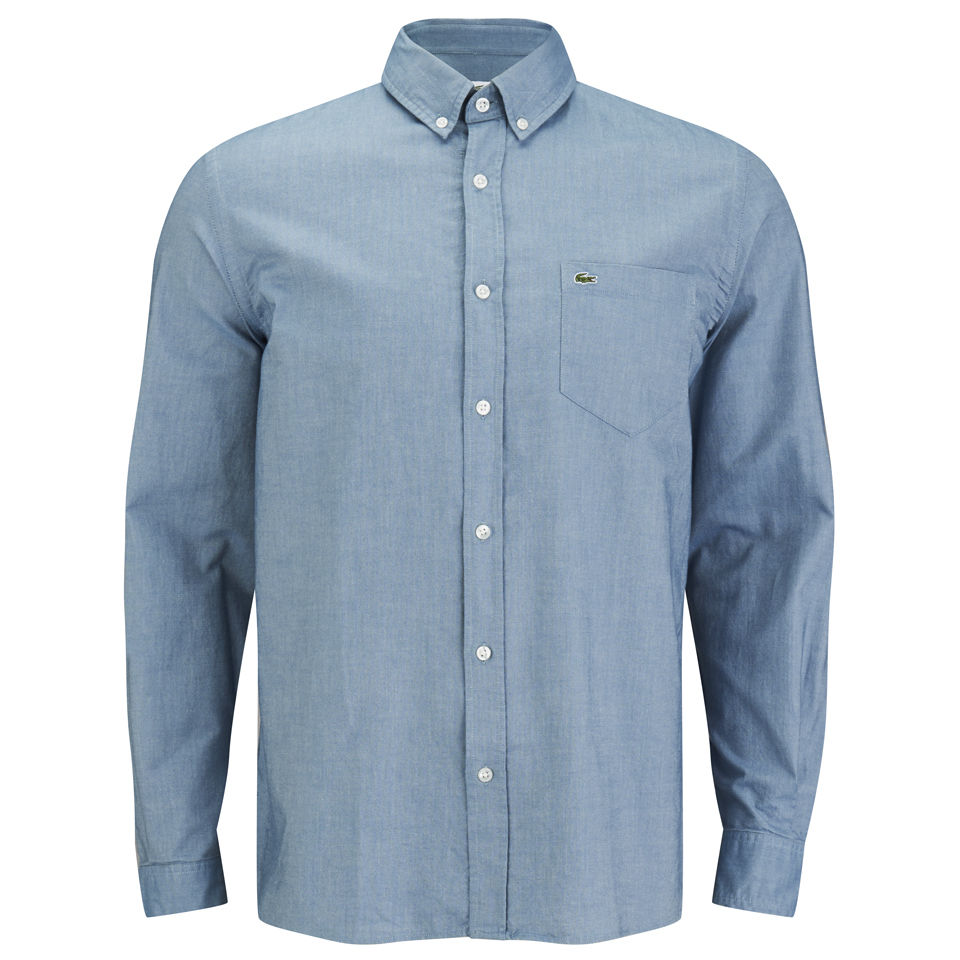 Lacoste Men's Oxford Long Sleeve Shirt - Blue Mens ...