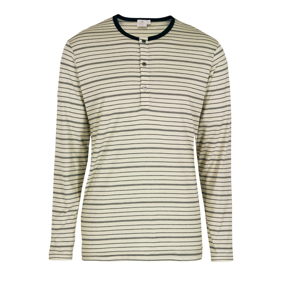 Sunspel Men's 0004AS Henley T-Shirt - Navy Stripe - Free UK Delivery ...