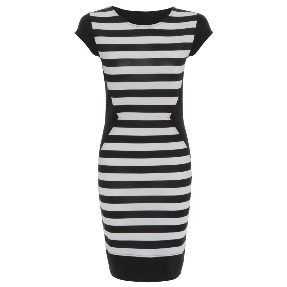 Damned Delux Women's Humbug Stripe Scuba Midi Dress - Black/White ...