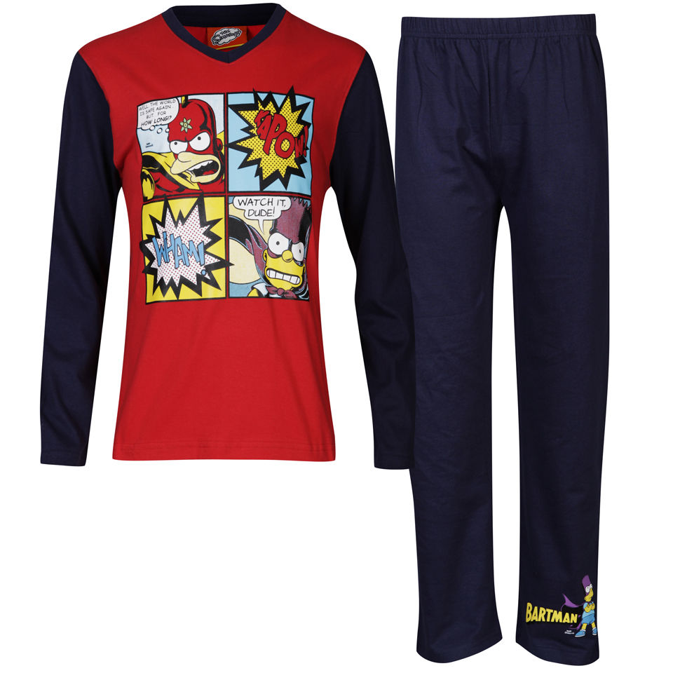 The Simpsons Boys Bartman Pyjama Set Red Navy Clothing Zavvi