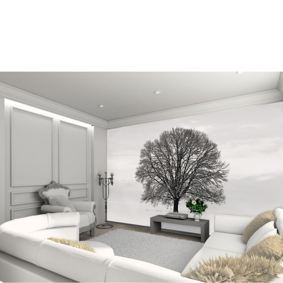 Silhouette Black and Grey Tree Wall Mural | TheHut.com