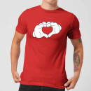 Disney Mickey Heart Hands Men's T-Shirt - Red