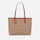 Coach Women's Coated Canvas Signature Central Tote With Zip - Tan Rust