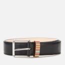 PS Paul Smith Men's Signature Stripe Keeper Leather Belt - Black