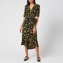 Ganni Women's Printed Crepe Dress - Black