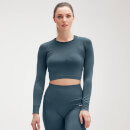 MP Women's Shape Seamless Ultra Long Sleeve Crop Top - Deep Sea Blue - XXS