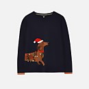 Joules Women's Festive Intarsia Knit Jumper - Navy Dog