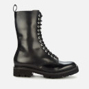 Grenson Women's Arden Leather Knee High Lace Up Boots - Black Colorado