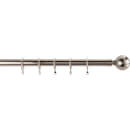 Satin Steel Fixed Curtain Pole & Ball Finial - 3m