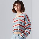 V-Neck Rib Stripe Knit Jumper