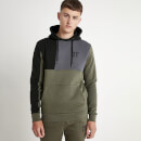 Men's Boxy Block Pullover Hoodie - Khaki/Slate Grey/Black