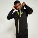 Men's Contrast Trim Poly Track Top With Hood - Black/Limeaide