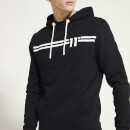 Men's Chest Stripe Pullover Hoodie - Black/White