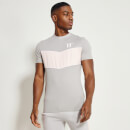 Men's Colour Block Piped T-Shirt - Vapour Grey/Peach Blush/White
