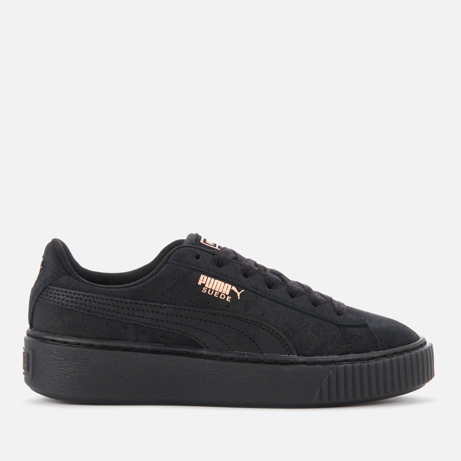 puma black suede platform trainers