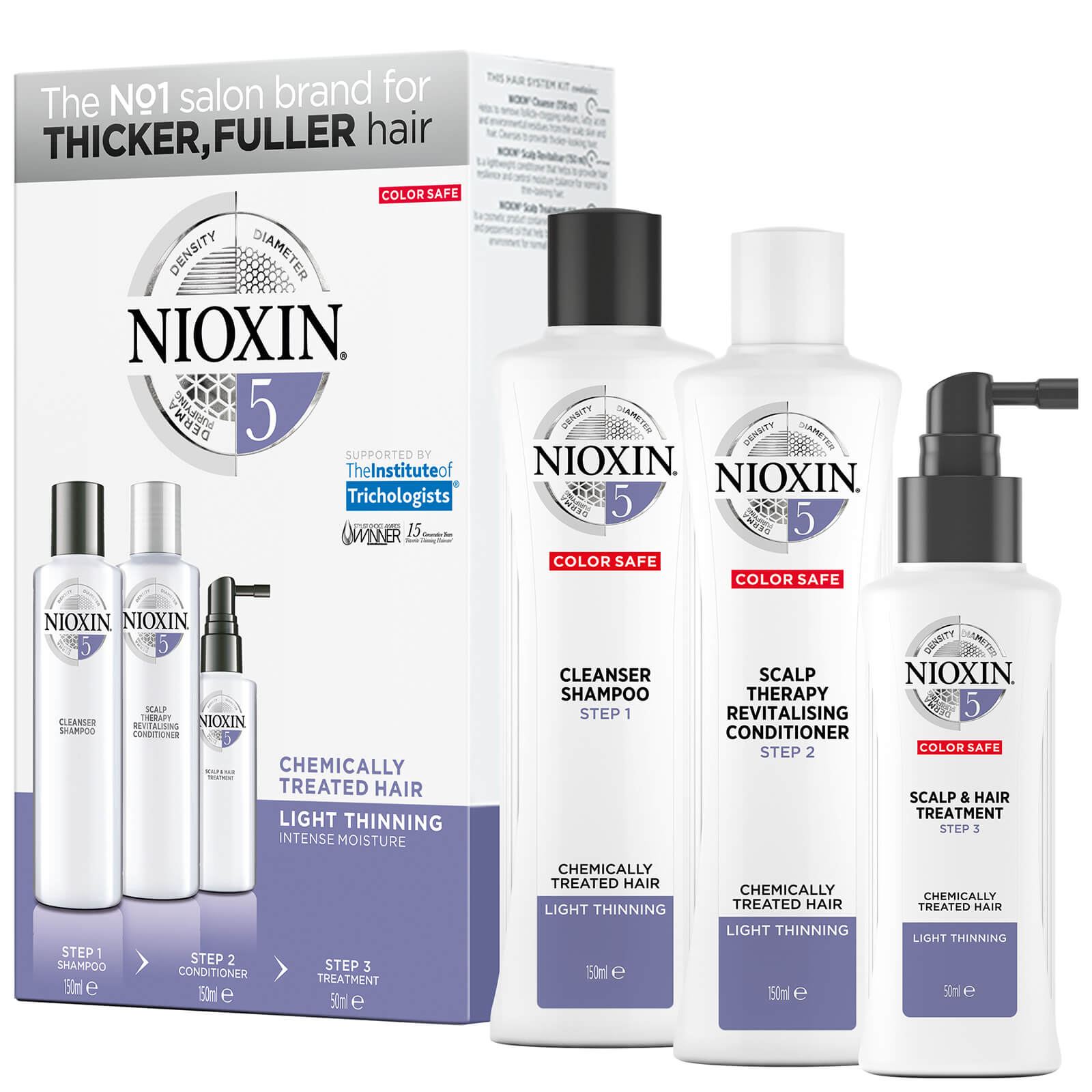 Nioxin 3 Part System 5 Trial Kit For Chemically Treated Hair With Light Thinning Lookfantastic Chemicals in hair care products can cause immense damage to our hair resulting in hair thinning and hair loss. nioxin 3 part system 5 trial kit for chemically treated hair with light thinning