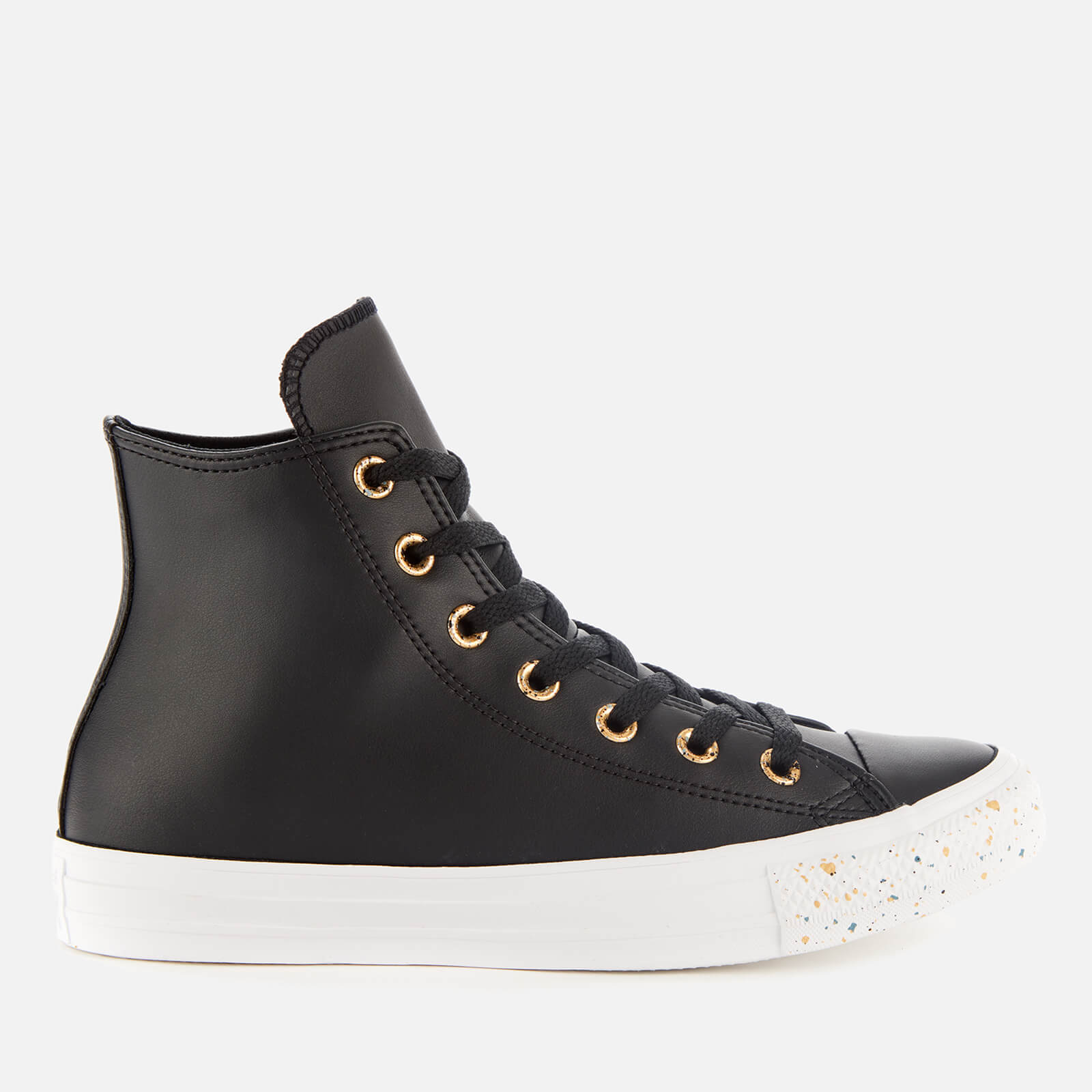 black and gold leather converse
