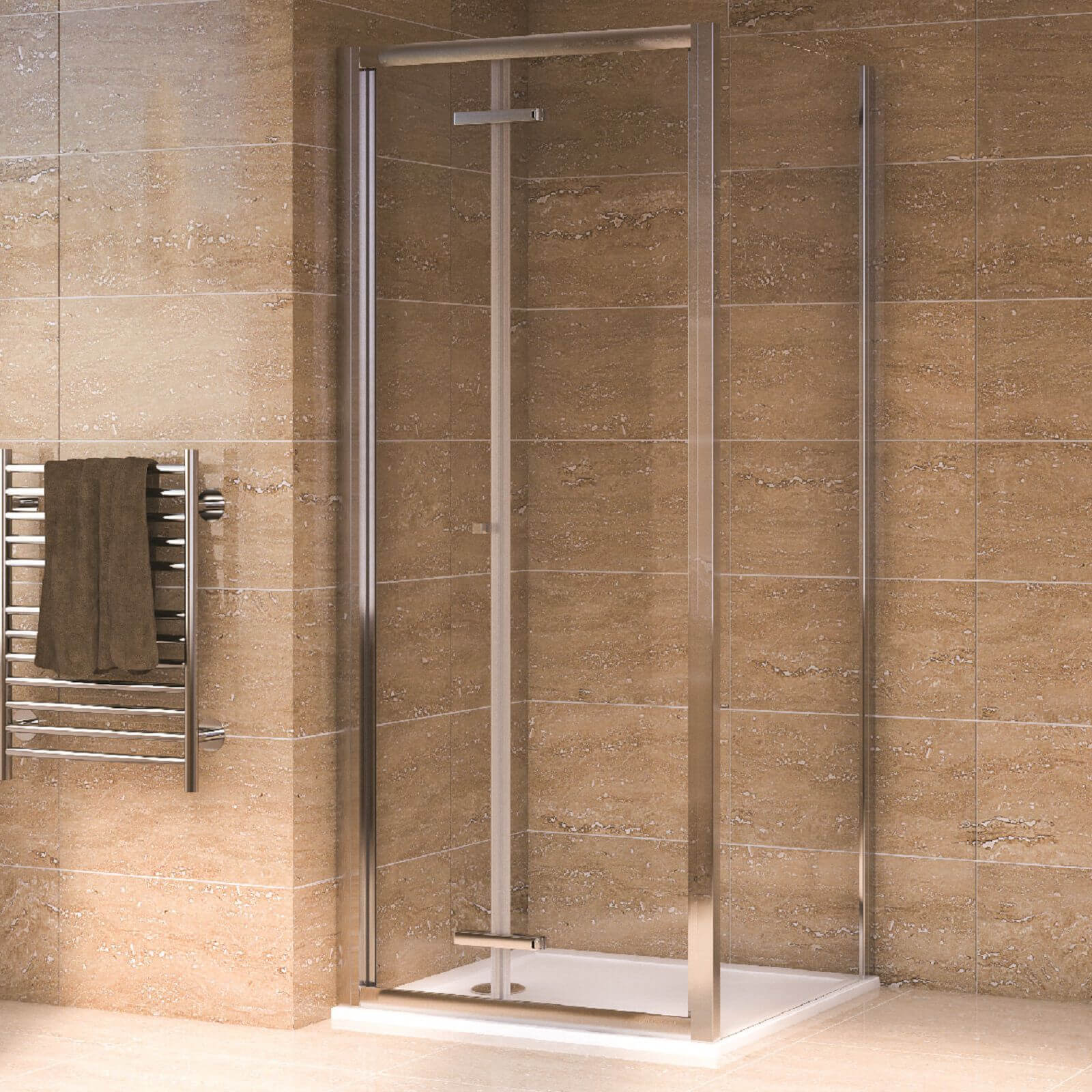 Aqualux BiFold Door Shower Enclosure and Tray Package 800 x 800mm